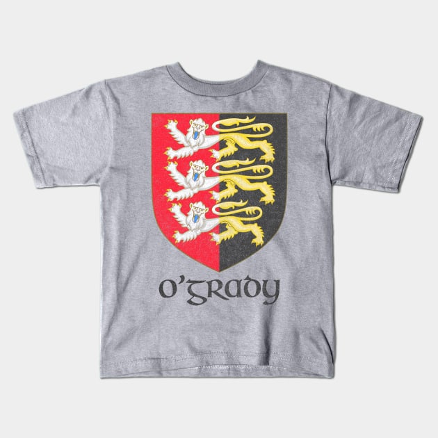 O'Grady / Faded Style Family Crest Design Kids T-Shirt by feck!